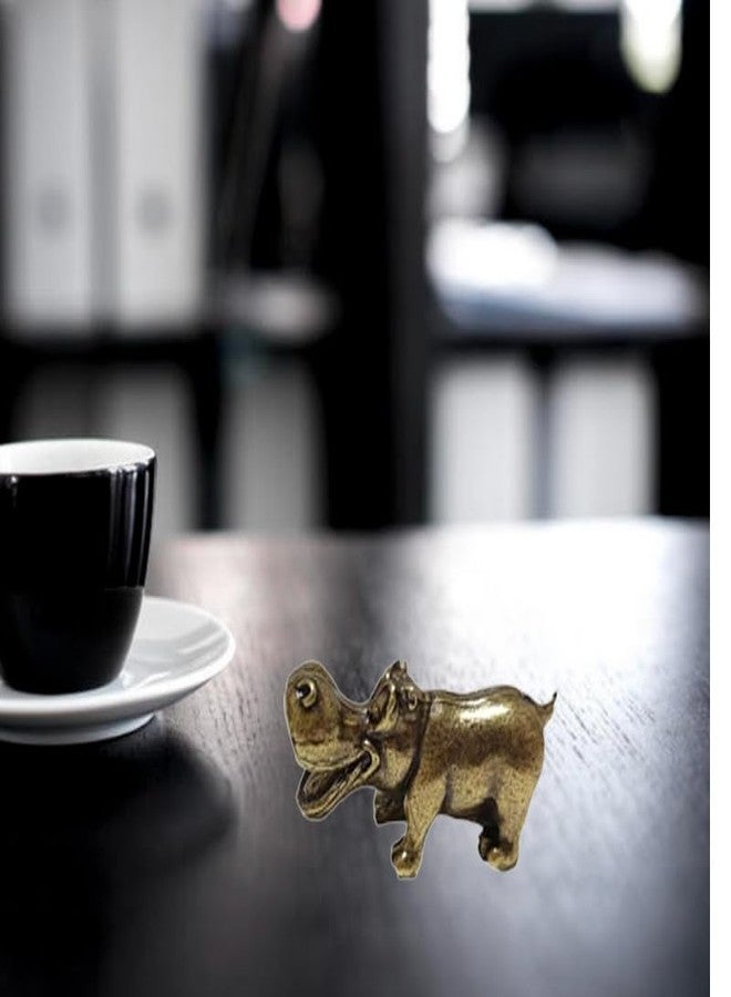 ALHBEJT Brass Hippo Statue Hippo Figurine Wild Animal Scupture Home Office Zen Room Desktop Decor (B) - Image 4